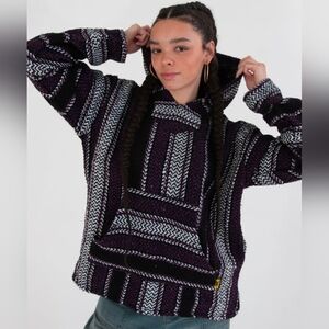 Striped unisex Baja Hoodie surfer, hippie, festival hoodie Cozy soft